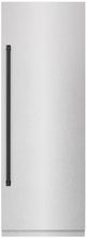 ZLINE Autograph Edition 30 in. 16.7 Cu. Ft. Column Refrigerator in Satin Stainless Steel with Graphite Gray Interior and Matte Black Accents-0