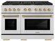 ZLINE Autograph Edition Paramount 48" Stainless Steel/Champagne Bronze Helix Handle Freestanding Double Oven Gas Range with 8 Burner Cooktop-0