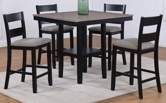 Crown Mark Lester 5-Piece Black/Light Gray Counter Height ...