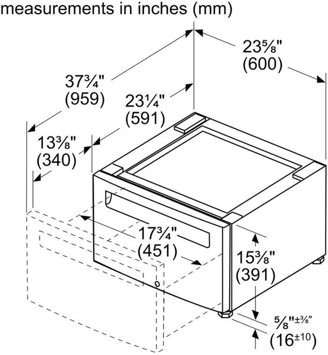 Bosch® 24" W x 16" H White Washer Pedestal-3