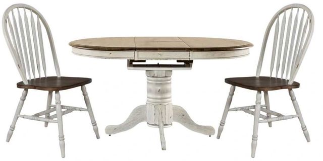 Liberty Furniture Carolina Crossing 3-Piece Antique Honey/White Pedestal Table Set-0