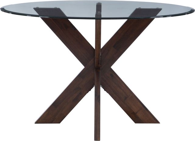 Powell® Adler Glass Top X-Base Dining Table with Espresso Base-2