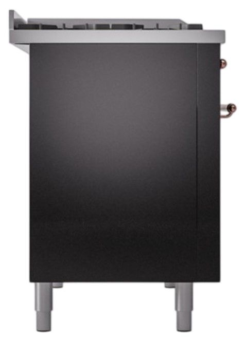 Ilve® Nostalgie II Noblesse 48'' Glossy Black Pro Style Dual Fuel Range with Copper Trim-2