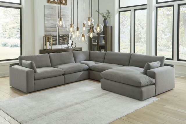 Benchcraft® Elyza 5-Piece Smoke Right-Arm Facing Sectional and Chaise-2