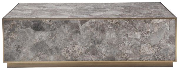 Bernhardt Tildon Bernhardt Interiors Gray Cocktail Table with Aged Brass Base-2