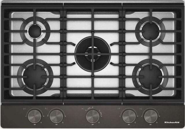 KitchenAid® 30" Black Ore Gas Cooktop with 5 Burners, Integrated Wok Grate and Backlit Knobs-0