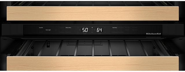 Kitchenaid® 24" PrintShield™ Stainless Steel Undercounter Wine Cooler with Full-Extension Wood-Front Racks-4