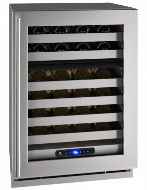U-Line® 5 Class Stainless Steel 24" Dual Zone Reversible Hinge Wine Refrigerator-0