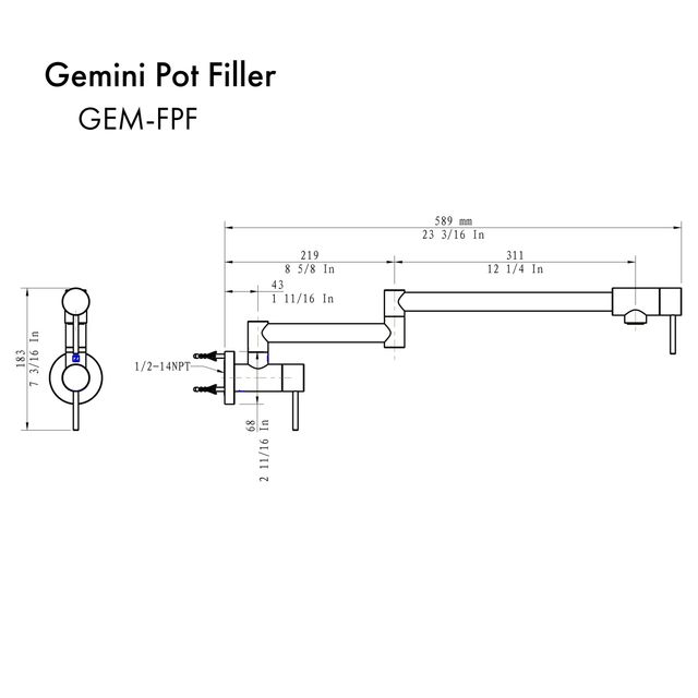 ZLINE Autograph Edition Polished Gold Gemini Pot Filler-4