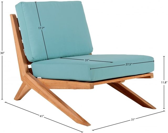 Meridian Furniture Tahiti Sea Blue Fabric Outdoor Accent Chair-4