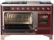 Ilve® Majestic III 48" Burgundy Pro Style Dual Fuel Liquid Propane Range with Triple Glass Door and Copper Trim-2