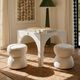 TOV Furniture Tomlin 3-Piece Cream Game Table and Two Ottomans Set-1