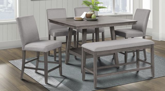 American Wholesale Furniture Seneca Gray Upholstered Counter Height Bench-1