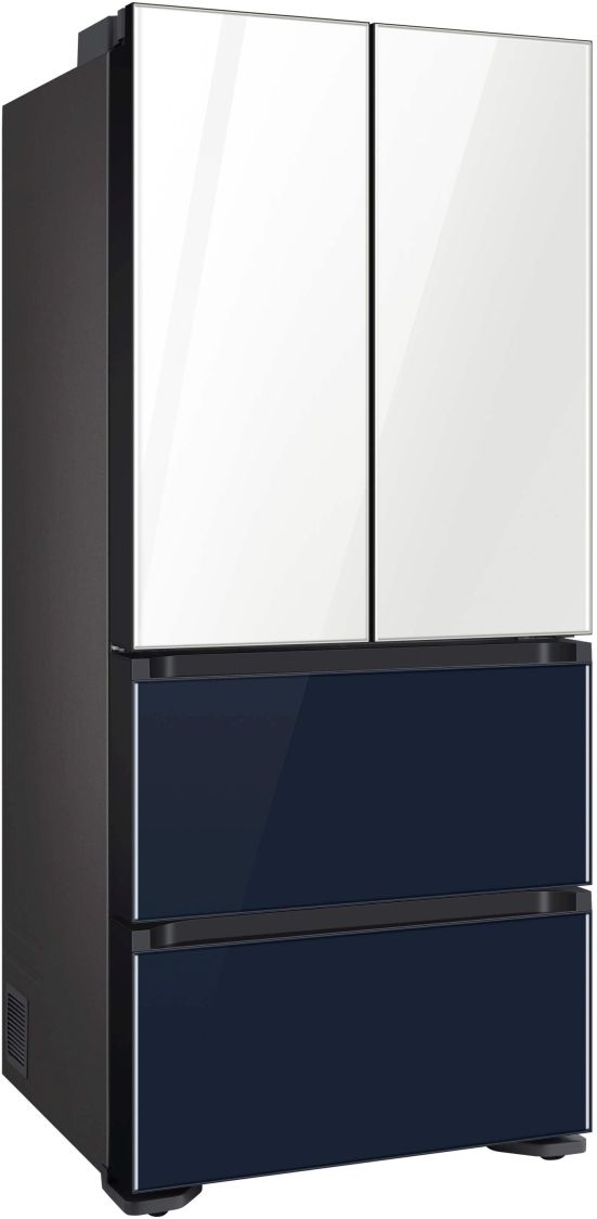 Samsung 32 in. 17.3 Cu. Ft. White-Navy Glass Smart Kimchi & Specialty French Door Refrigerator-3