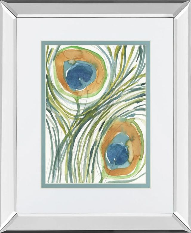Classy Art Peacock Abstract II by Samuel Dixon Mirror Framed Wall Art-0