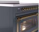 Ilve® Nostalgie II Noblesse 36'' Blue Gray Pro Style Induction Range with Brass Trim-4