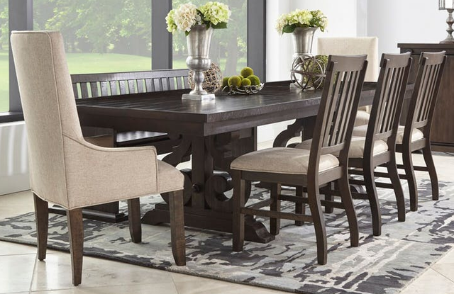 Elements International Stone Cream/Smokey Dark Ash Dining Chair-2