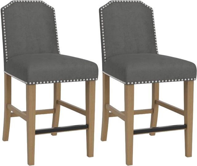Riverside Furniture Mix-N-Match Chairs 2-Piece Slate Clipped Top Upholstered Stool Set-0