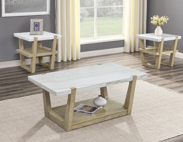 Steve Silver Co. Perth White End Table with Sand Base-1