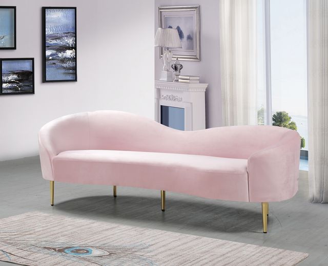 Meridian Furniture Ritz Pink Velvet Sofa-1