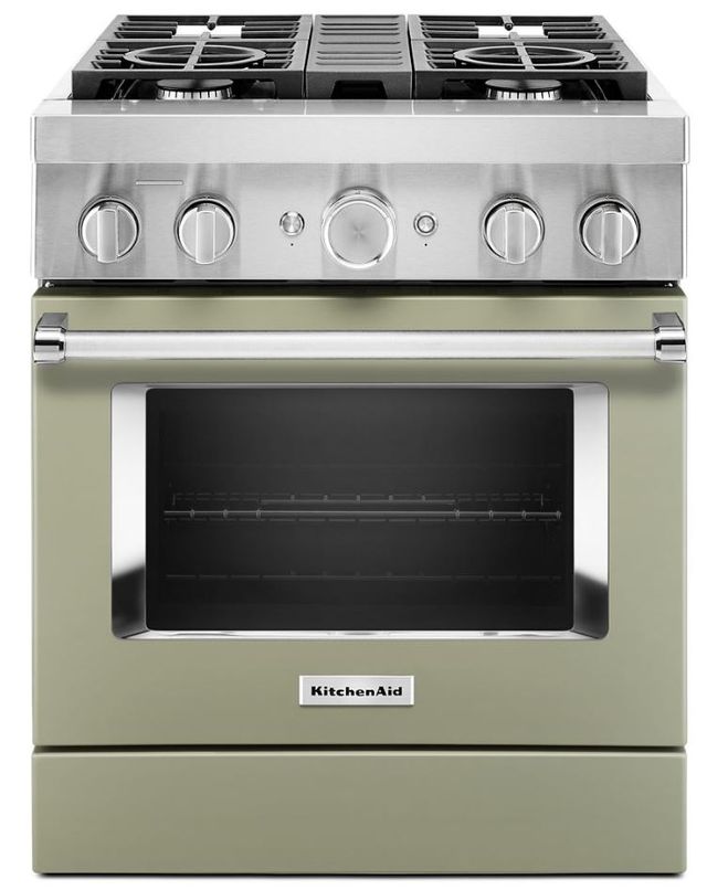 KitchenAid® 30" Avocado Cream Commercial-Style Freestanding Dual Fuel Range-0