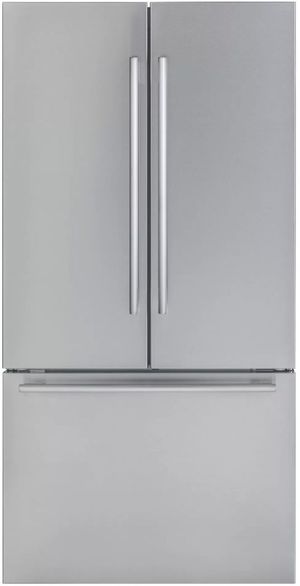 Front view of the Thermador® Masterpiece® 36 in. 20.8 Cu. Ft. Stainless Steel Counter Depth French Door Refrigerator