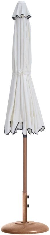 Meridian Furniture Amalfi White/Teak Aluminum Outdoor Patio Umbrella and Round Base-1