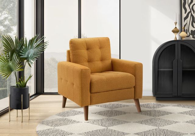 Monarch Specialties Inc. Orange 31" Accent Chair with Walnut Wood Legs-1