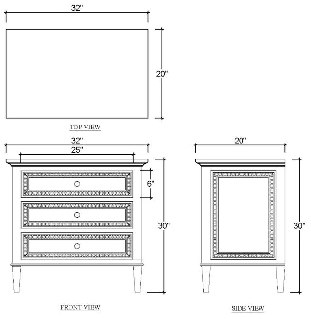 Bramble Vivienne Large 3-Drawer Bedside Table-2