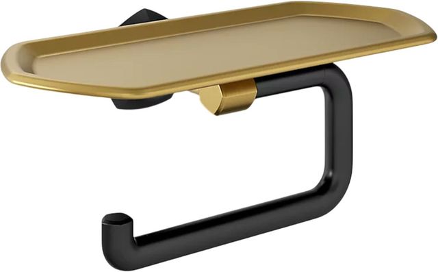 KOHLER® Occasion® Matte Black with Brushed Moderne Brass Toilet Paper Holder with Tray-0