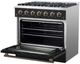 FORNO® Galiano 36" Stainless Steel Pro Style Gas Range with Black Door and Antique Brass Accents-4