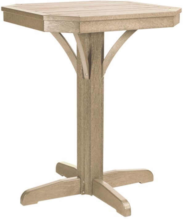 C R Plastic St. Tropez Beige Square Counter Pedestal Table-0