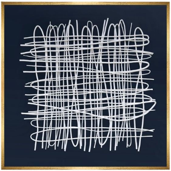Classy Living Outspoken Golden Grid Abstract on Midnight Blue Wall Art-0