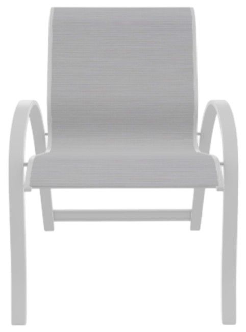 Telescope Casual Aruba Abalone/White Aluminum/Fabric Outdoor Sling Stacking Arm Chair-1