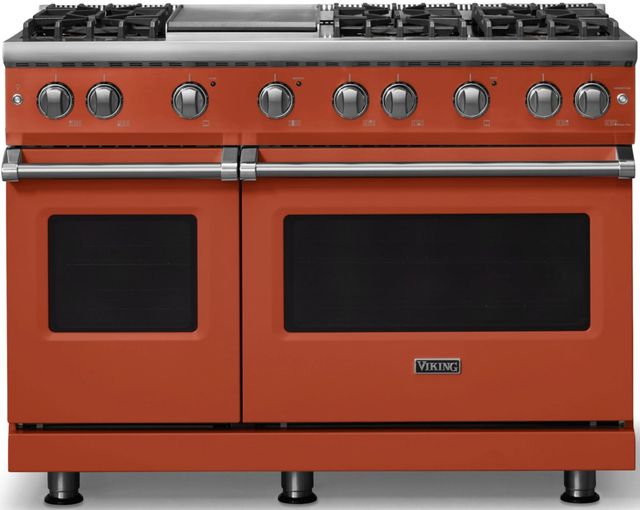 Viking® 5 Series 48" Spiced Cider Pro Style Gas (NG) Range with Polished Chrome Trim-0