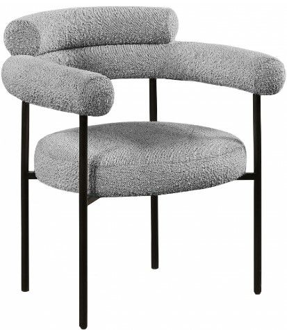 Meridian Furniture Blake Grey/Matte Black Boucle Dining Chair-0