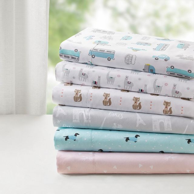 Olliix by Intelligent Design Pink Cats Twin Novelty Printed Sheet Set-4