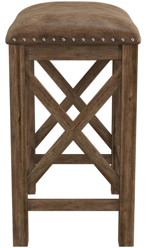 HH2 Home Willow 2-Piece Rustic Antique Walnut Counter Stool Set-4