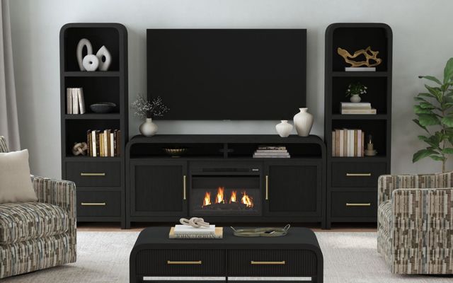 Elements International Ridgemont Black with Grain 70" TV Console without Fireplace Insert-1