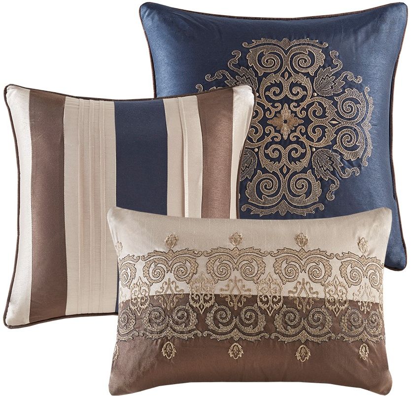 Olliix by Madison Park 7 Piece Navy Queen Donovan Jacquard