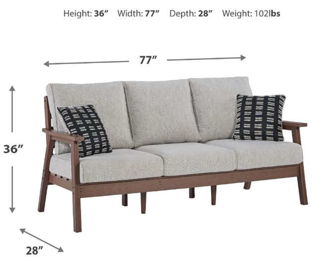 Signature Design by Ashley® Emmeline Beige/Brown Fabric/Polyethylene Outdoor Sofa-4