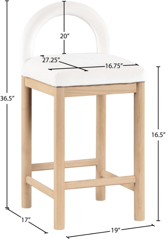 Meridian Furniture Conrad Cream/Natural Upholstered Counter Stool-2