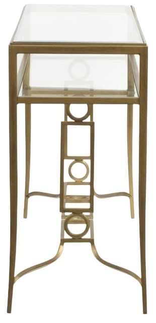 Magnussen Home® Lorena Glass Top Rectangular Sofa Table with Burnished Brass Base-3