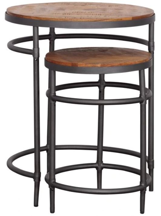 Coast2Coast Home™ Trooper 2-Piece Natural Nesting Table with Black Base Set-0