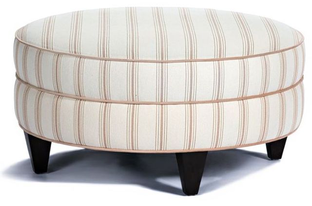 Marshfield Furniture Essentially Yours Light Orange/White Leather Round Non-Storage Ottoman-0