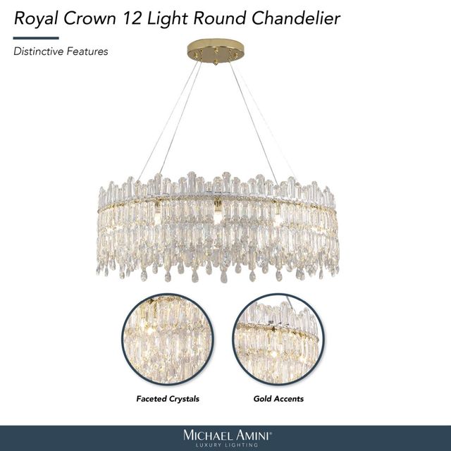 Michael Amini® Royal Crown Clear 12-Light Round Chandelier-3