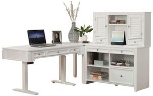 Parker House® Boca 4-Piece Cottage White Power Lift Desk with Credenza Set