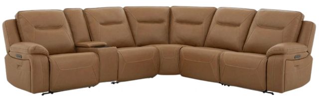 Liberty Furniture Callihan 6-Piece York Butternut Leather Power Reclining Curved Sectional-0