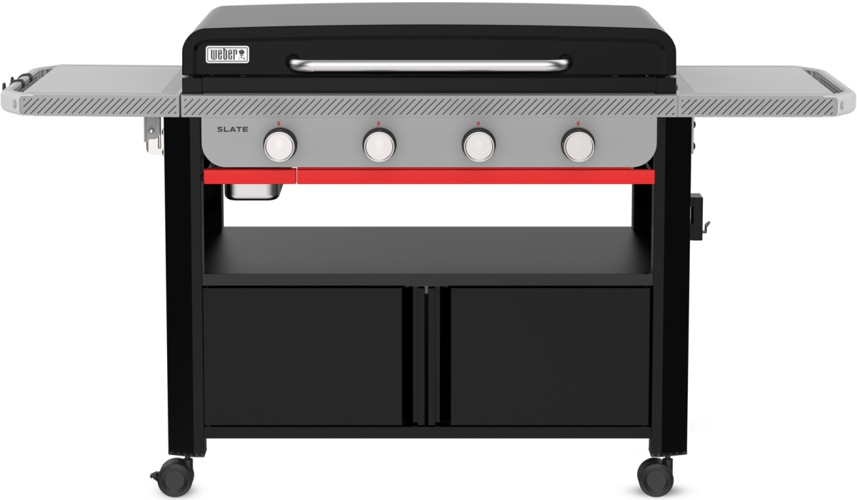 Weber® Slate® 36" 4-Burner Black Rust-Resistant Outdoor Freestanding Liquid Propane Griddle with Closed Cabinet