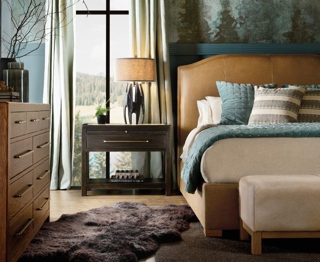 Hooker® Furniture Driftwood Burnt Timber Nightstand with Stone-1